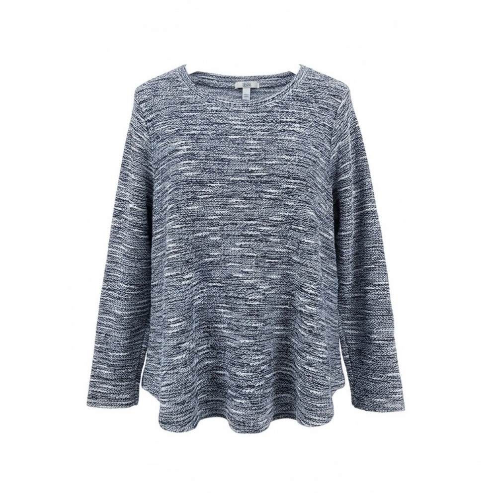 Croft & Barrow Sweater Womens 1X Blue Heather Knit Marled Long Sleeve Top - Picture 2 of 10